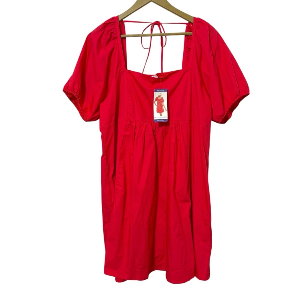 NEW Draper James Size XXL Coral Pink Puff Sleeve Mini Dress Travel Preppy